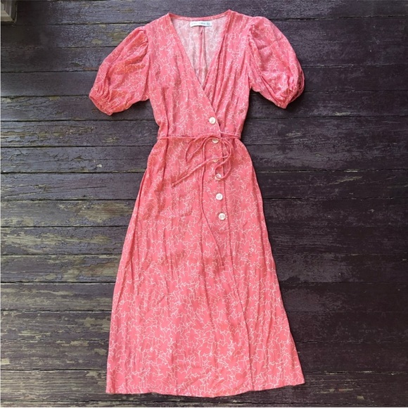 Faithful the Brand Midi Dress Maurie Floral Pink szS - Picture 4 of 12